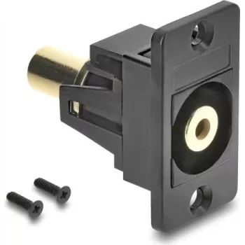 Delock Panel Mount 3.5 mm 3 Pin Jack Coupler Female to Female Gold-Plated Black 91207