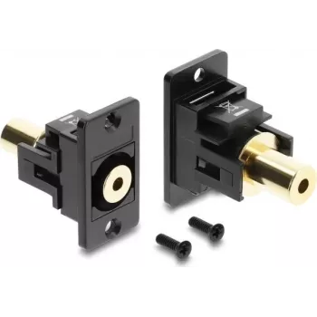 Delock Panel Mount 3.5 mm 4-Pin Female to Female Jack Coupler, Gold-Plated, Black 91223