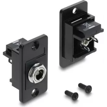 Delock Panel Mount DC Power Jack 5.5 x 2.5 mm Female Socket, Solder Termination, Black 91186