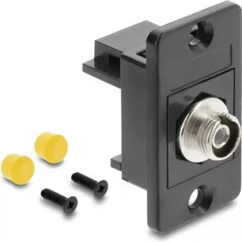 DELOCK Panel Mount FC Simplex Female to Female Adapter, Metal Housing, Ceramic Sleeve, Black (91189)