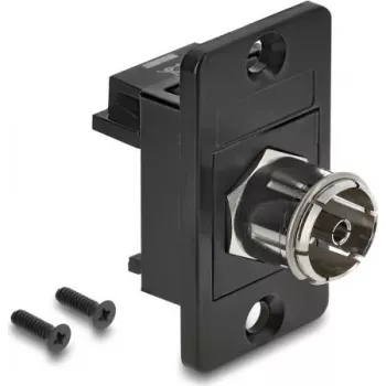DELOCK Panel Mount IEC C14 Male to F-Type Female Adapter Black 91196