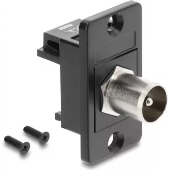 DELOCK Panel Mount IEC C14 Plug to F-Type Jack Adapter, Black 91204