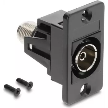DELOCK Panel Mount IEC C14 to F-Type Female Adapter Black 91195