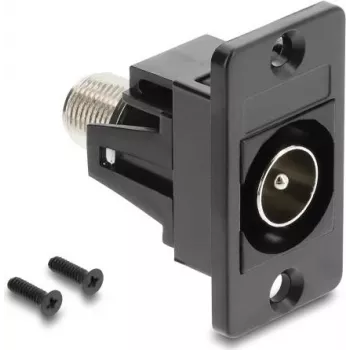 DELOCK Panel Mount IEC Plug to F Jack Adapter Black 91197