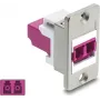 Delock Panel Mount LC Duplex Coupler, Multimode OM4, Silver Housing, Violet Connectors 91100