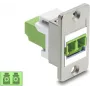 Delock Panel Mount LC Duplex Coupler Multimode OM5 Lime Green Silver Flange 91105