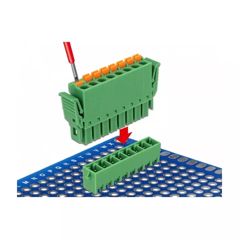 Delock PCB Terminal Block Set 8 Pin 3.81 mm Pitch Vertical Green (10 Pieces) 65974