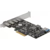 Delock PCI Express x4 Card to 4 x USB Type-C + 1 x USB Type-A - SuperSpeed USB 10 Gbps - Low Profile Form Factor, USB Controller