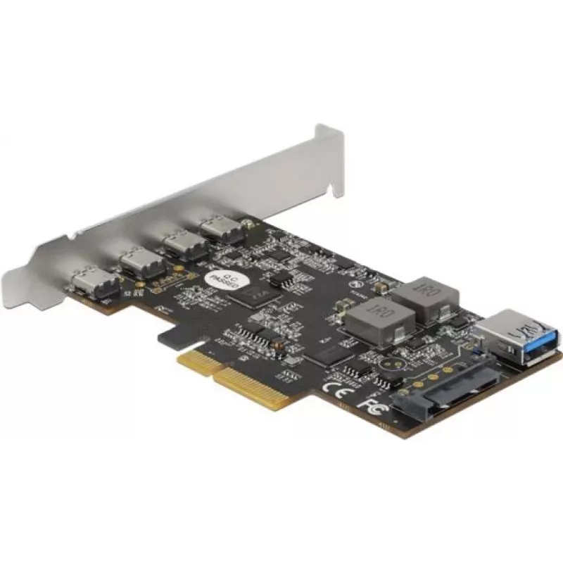 Delock PCI Express x4 Card to 4 x USB Type-C + 1 x USB Type-A - SuperSpeed USB 10 Gbps - Low Profile Form Factor, USB Controller
