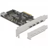 Delock PCI Express x4 Card to 4 x USB Type-C + 1 x USB Type-A - SuperSpeed USB 10 Gbps - Low Profile Form Factor, USB Controller