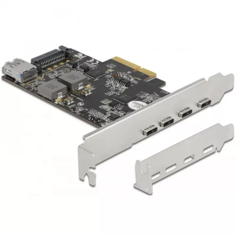 Delock PCI Express x4 Card to 4 x USB Type-C + 1 x USB Type-A - SuperSpeed USB 10 Gbps - Low Profile Form Factor, USB Controller