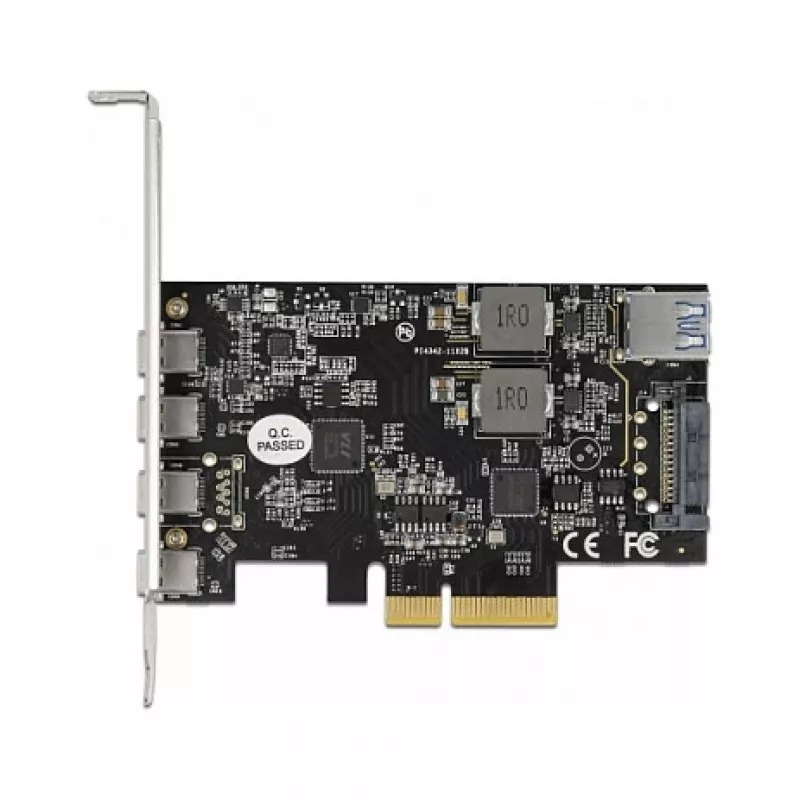 Delock PCI Express x4 Card to 4 x USB Type-C + 1 x USB Type-A - SuperSpeed USB 10 Gbps - Low Profile Form Factor, USB Controller