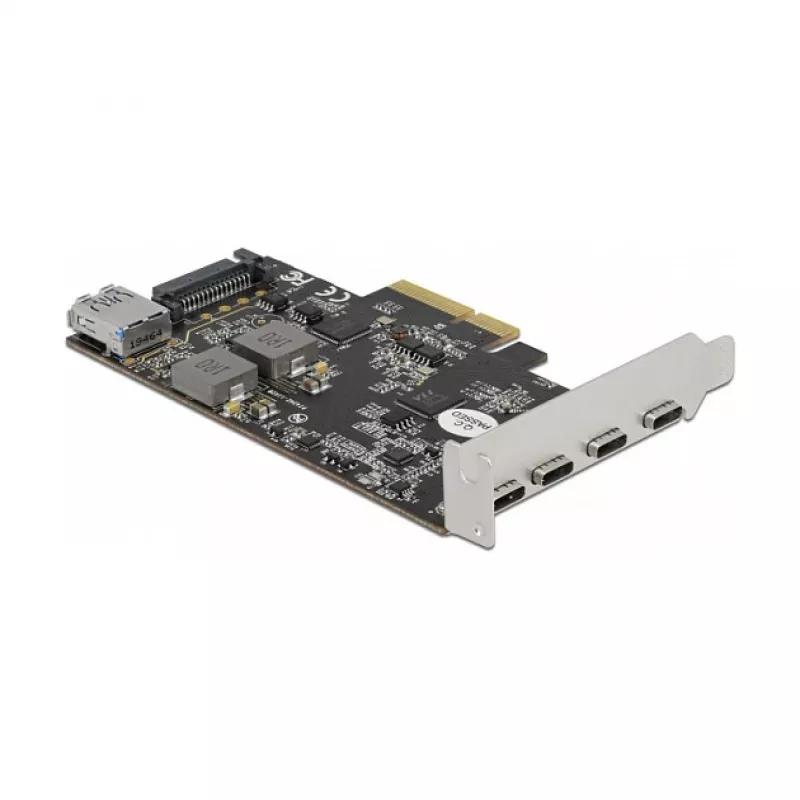 Delock PCI Express x4 Card to 4 x USB Type-C + 1 x USB Type-A - SuperSpeed USB 10 Gbps - Low Profile Form Factor, USB Controller