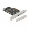 Delock PCI Express x4 Card to 4 x USB Type-C + 1 x USB Type-A - SuperSpeed USB 10 Gbps - Low Profile Form Factor, USB Controller