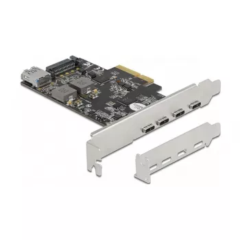 Delock PCI Express x4 Card to 4 x USB Type-C + 1 x USB Type-A - SuperSpeed USB 10 Gbps - Low Profile Form Factor, USB Controller