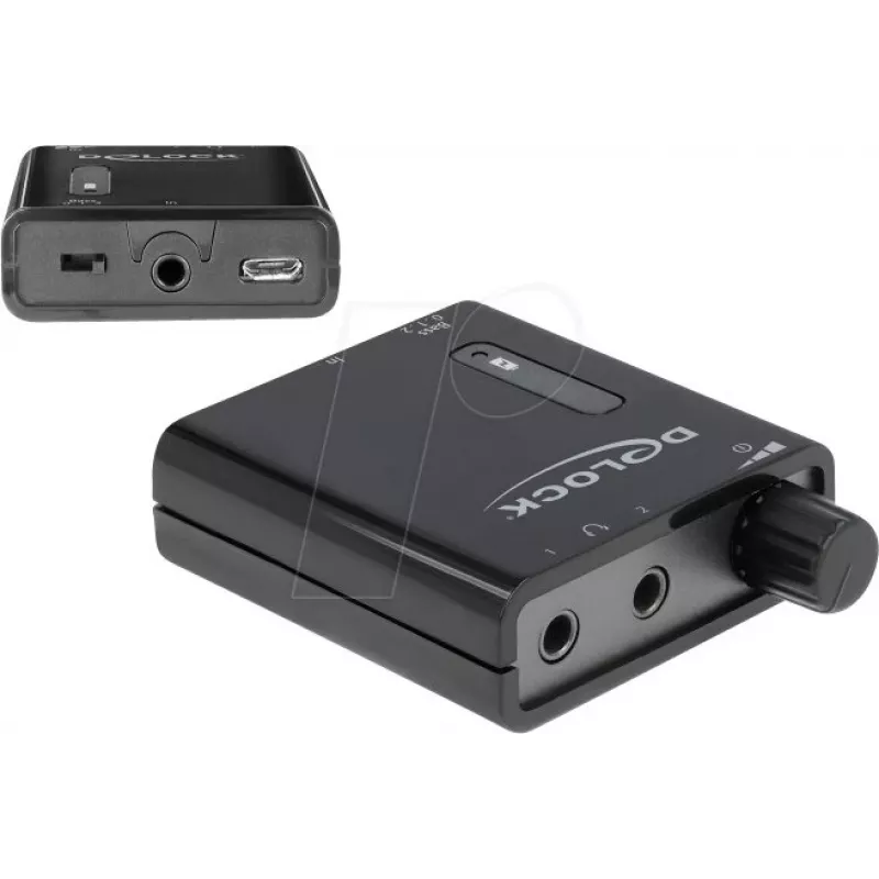 Delock Portable Stereo Headphone Amplifier with Dual Outputs and Bass Boost