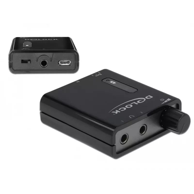 Delock Portable Stereo Headphone Amplifier with Dual Outputs and Bass Boost