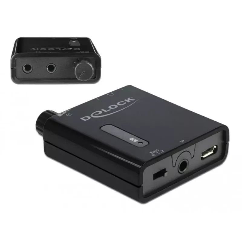 Delock Portable Stereo Headphone Amplifier with Dual Outputs and Bass Boost