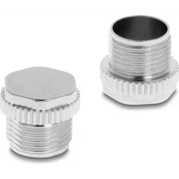 Delock Protective Cap for M12 Socket, Screwable, Metal, IP67 Dust- and Waterproof (60843)
