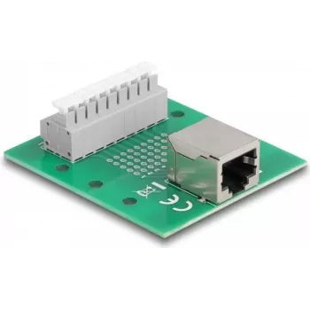 Delock RJ45 Female to Terminal Block with Push Button for DIN Rail 66992