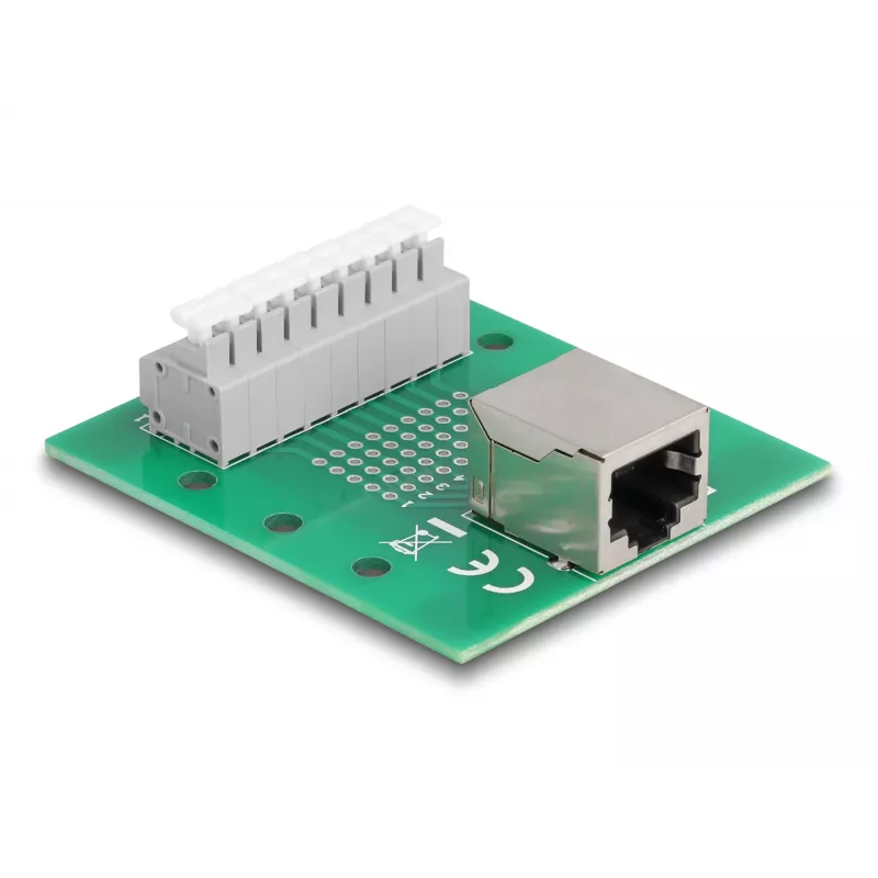 Delock RJ45 Female to Terminal Block with Push Button for DIN Rail 66992