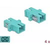 DeLOCK SC Multimode OM3 Fibre Optic Coupler, Simplex, Light Blue, 4-Pack 85994