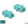 DeLOCK SC Multimode OM3 Fibre Optic Coupler, Simplex, Light Blue, 4-Pack 85994
