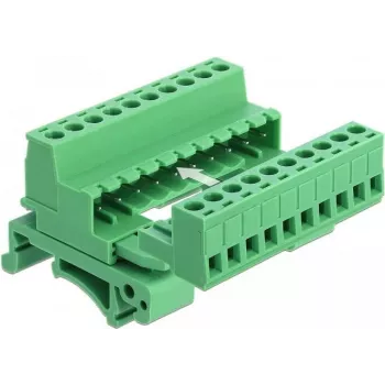 DELOCK Terminal Block Set for DIN Rail 10 Pin with 5.08 mm Pitch Angled