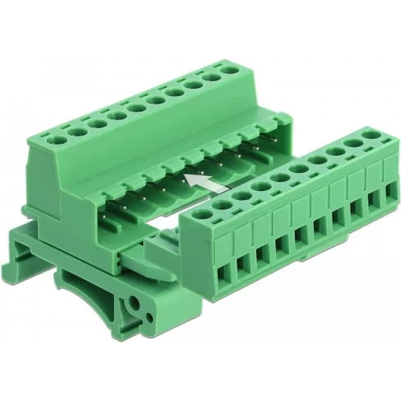 DELOCK Terminal Block Set for DIN Rail 10 Pin with 5.08 mm Pitch Angled