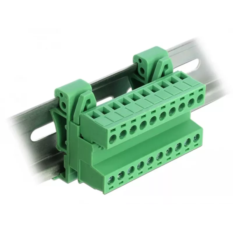 DELOCK Terminal Block Set for DIN Rail 10 Pin with 5.08 mm Pitch Angled