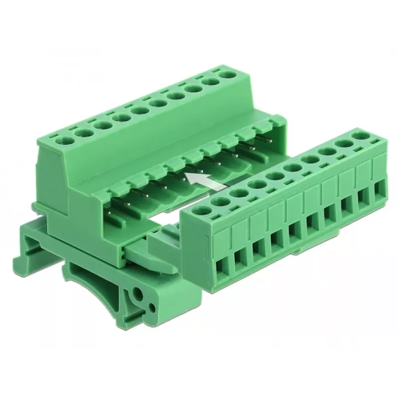 DELOCK Terminal Block Set for DIN Rail 10 Pin with 5.08 mm Pitch Angled