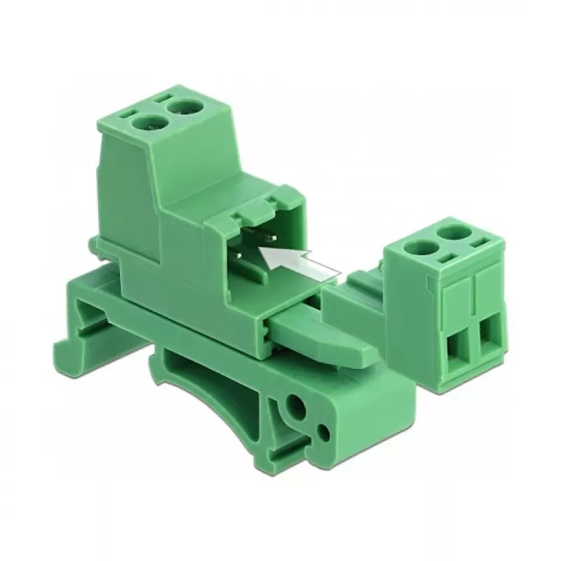 DELOCK Terminal Block Set for DIN Rail 2 Pin Pitch 5.08 mm Angled
