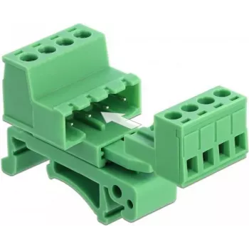 DeLOCK Terminal Block Set for DIN Rail 4 Pin with 5.08 mm Pitch Angled