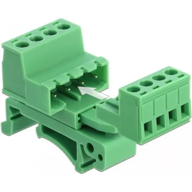 DeLOCK Terminal Block Set for DIN Rail 4 Pin with 5.08 mm Pitch Angled
