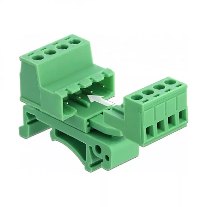 DeLOCK Terminal Block Set for DIN Rail 4 Pin with 5.08 mm Pitch Angled