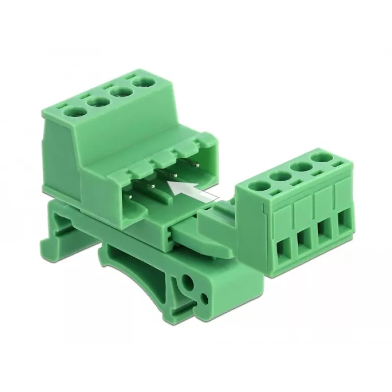 DeLOCK Terminal Block Set for DIN Rail 4 Pin with 5.08 mm Pitch Angled