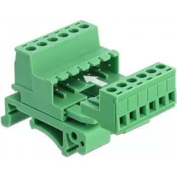 Delock Terminal Block Set for DIN Rail 6 Pin with 5.08 mm Pitch Angled