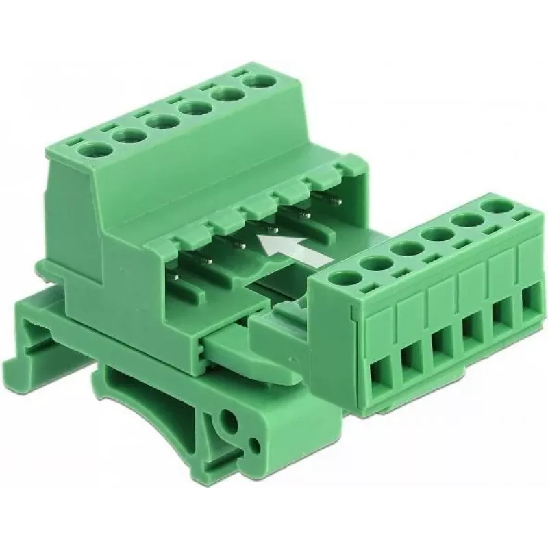 Delock Terminal Block Set for DIN Rail 6 Pin with 5.08 mm Pitch Angled