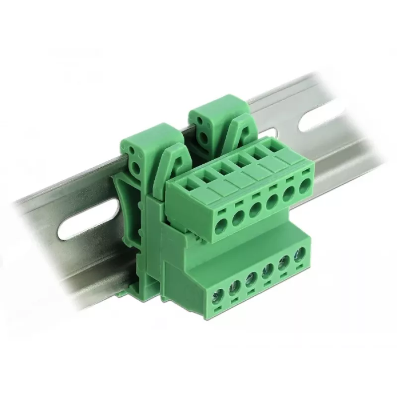 Delock Terminal Block Set for DIN Rail 6 Pin with 5.08 mm Pitch Angled