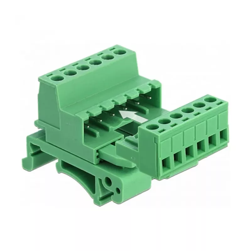 Delock Terminal Block Set for DIN Rail 6 Pin with 5.08 mm Pitch Angled
