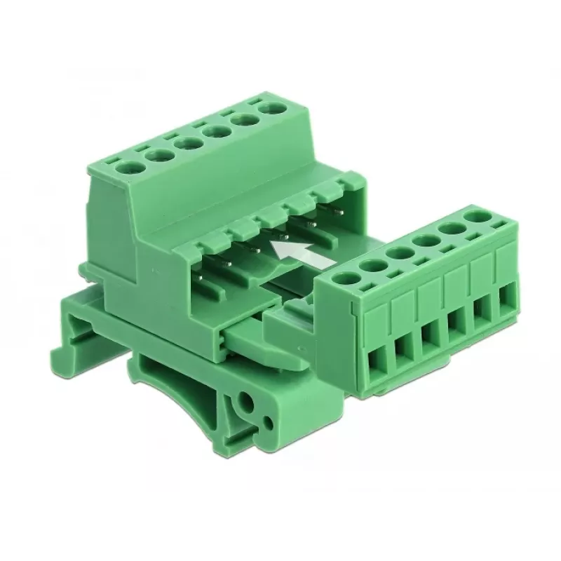 Delock Terminal Block Set for DIN Rail 6 Pin with 5.08 mm Pitch Angled