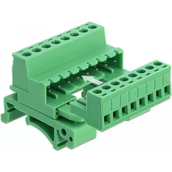 DeLOCK Terminal Block Set for DIN Rail, 8-Pin, 5.08 mm Pitch, Angled, Green