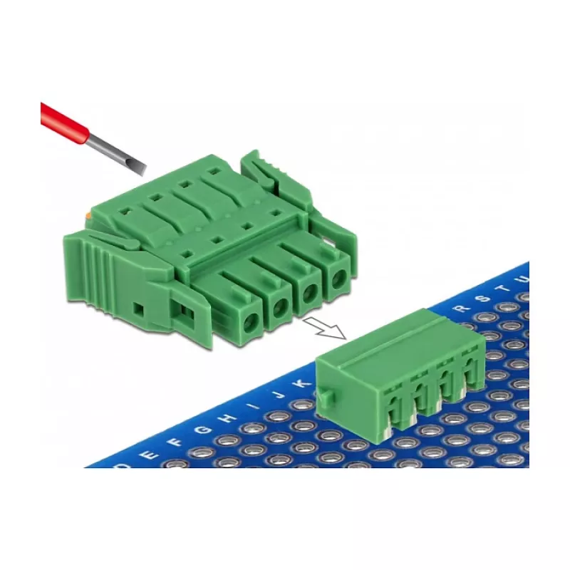 Delock Terminal Block Set for PCB 4 Pin 3.81 mm Pitch Horizontal (65954)