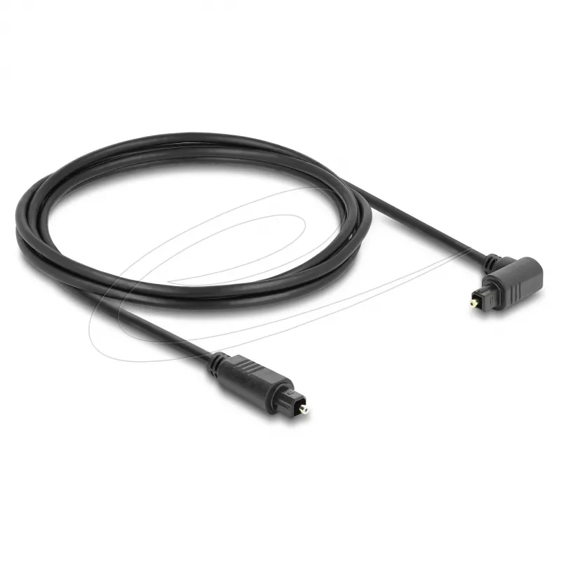 Delock TOSLINK Cable, 90° Angled to Straight Connector, 4 mm Diameter, 2 m, Black