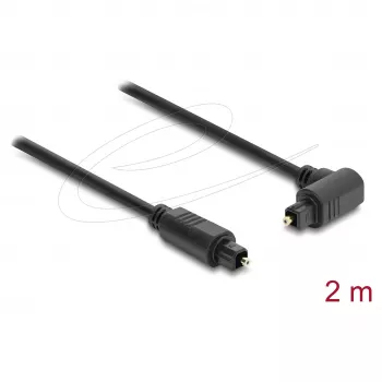 Delock TOSLINK Cable, 90° Angled to Straight Connector, 4 mm Diameter, 2 m, Black