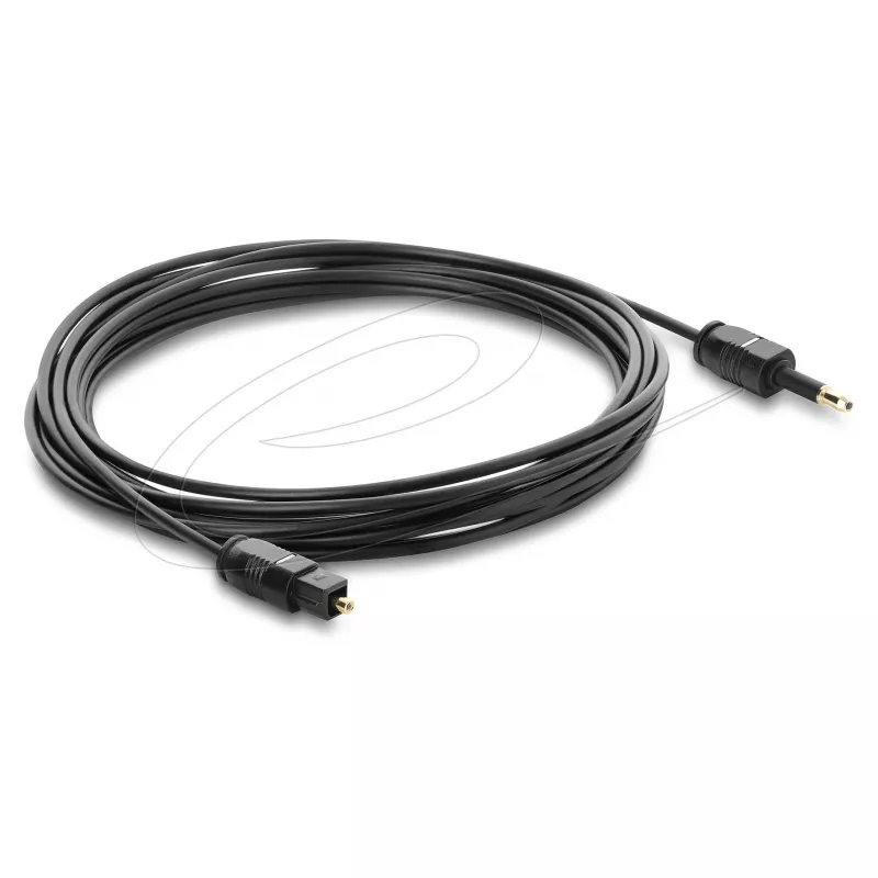 Delock TOSLINK Cable Mini TOSLINK 3.5 mm Male to TOSLINK Male, Ø 2.2 mm, 5 m, Black