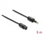 Delock TOSLINK Cable Mini TOSLINK 3.5 mm Male to TOSLINK Male, Ø 2.2 mm, 5 m, Black