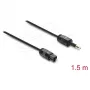 Delock TOSLINK Cable Mini TOSLINK 3.5 mm Plug to TOSLINK Plug, Ø 2.2 mm, 1.5 m, Black