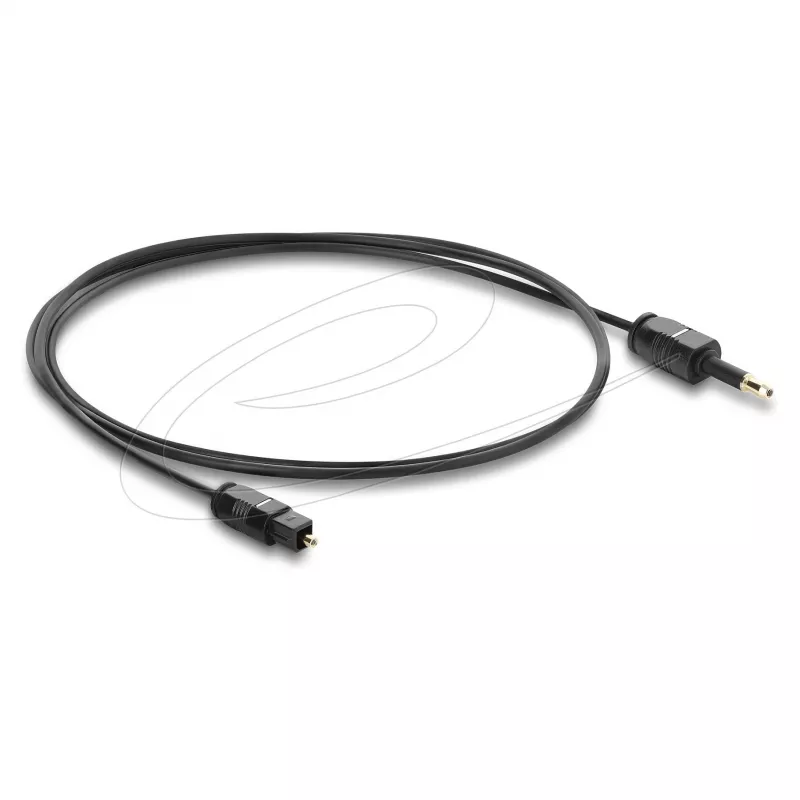 Delock TOSLINK Cable Mini TOSLINK 3.5 mm Plug to TOSLINK Plug, Ø 2.2 mm, 1 m, Black