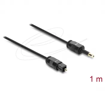 Delock TOSLINK Cable Mini TOSLINK 3.5 mm Plug to TOSLINK Plug, Ø 2.2 mm, 1 m, Black